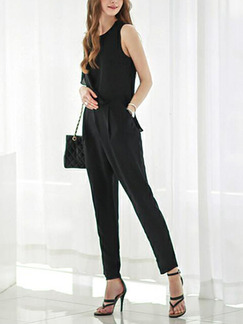 Black Slim High-Waist Harlen Siamese Jumpsuit for Casual Party Evening