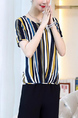 Black and Colorful Loose Contrast Stripe Wide-Leg Jumpsuit for Casual Party