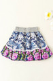 Colorful Printed Adjustable Waist Laced Fishtail Above Knee Girl Skirt for Casual