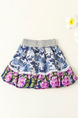 Colorful Printed Adjustable Waist Laced Fishtail Above Knee Girl Skirt for Casual
