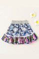 Colorful Printed Adjustable Waist Laced Fishtail Above Knee Girl Skirt for Casual