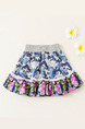 Colorful Printed Adjustable Waist Laced Fishtail Above Knee Girl Skirt for Casual