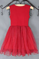 Red Round Neck Sequins Mesh Girl Dress for Casual Party