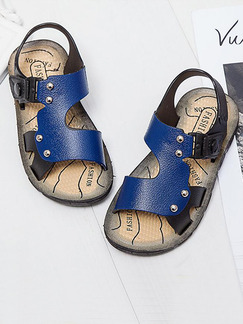 Blue and Black Leather Comfort Boy Shoes for Casual Beach