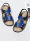 Blue and Black Leather Comfort Boy Shoes for Casual Beach 
