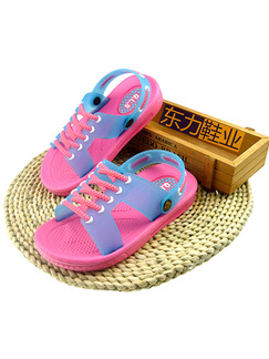 Pink and Blue PVC Comfort Flip Flops Girl Shoes for Casual