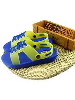 Blue and Green PVC Comfort Flip Flops Boy Shoes for Casual