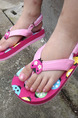 Pink Leather Comfort Thong Buckle Girl Shoes for Casual