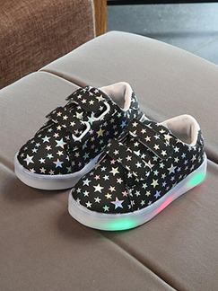 White and Black Leather Comfort Platform Soles With LED Girl Shoes for Casual Party