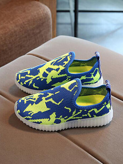 Blue Yellow and White Polyester Comfort Boy Shoes for Casual