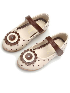 Beige Leather Flats Comfort Girl Shoes for Casual Party