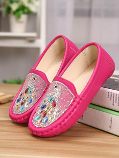 Pink Leather Comfort Flats Girl Shoes for Casual Party