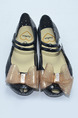 Black PVC Comfort Flats Girl Shoes for Casual Party 
