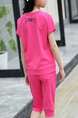 Pink Two-Piece Round Neck Pattern Letter Located Printing Girl Jumpsuit for Casual
