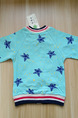 Sky Blue Knitted Contrast Linking Stand Collar Stripe Printed Long Sleeve Boy Jacket for Casual