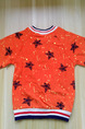 Orange Knitted Contrast Linking Stand Collar Stripe Printed Long Sleeve Boy Jacket for Casual