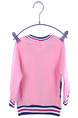 Pink Knitted Stand Collar Contrast Linking Stripe Printed Long Sleeve Girl Jacket for Casual