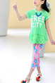 Pink Blue and White Tight Contrast Printed Three Quarter Girl Pants for Casual