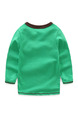 Green and Black Knitted Contrast Linking Round Neck Pattern Located Printing Long Sleeve Boy Shirt for Casual