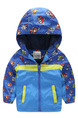 Blue Colorful Contrast Hooded Printed Two-Pockets Water-Proof Plus Cashmere Long Sleeve Boy Jacket for Casual
