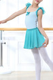 Turquoise Two-Piece Ruffled Contrast Stripe Shoulder U-Shaped Back Gauze Skirt Butterfly Knot Girl Ballet for Ballet