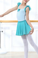 Turquoise Two-Piece Ruffled Contrast Stripe Shoulder U-Shaped Back Gauze Skirt Butterfly Knot Girl Ballet for Ballet