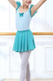 Turquoise Two-Piece Ruffled Contrast Stripe Shoulder U-Shaped Back Gauze Skirt Butterfly Knot Girl Ballet for Ballet