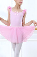 Pink Two-Piece Ruffled Contrast Stripe Shoulder U-Shaped Back Gauze Skirt Butterfly Knot Girl Ballet for Ballet