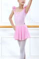 Pink Two-Piece Ruffled Contrast Stripe Shoulder U-Shaped Back Gauze Skirt Butterfly Knot Girl Ballet for Ballet