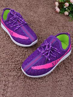 Purple Polyester Lace Up Comfort Girl Shoes for Casual Party