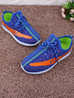Blue and Orange Polyester Lace Up Comfort Boy Shoes for Casual Party