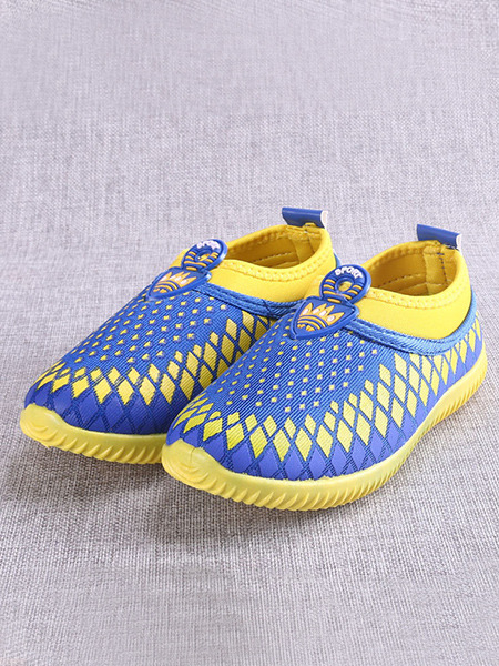 Blue and Yellow Polyester Comfort Slip On Boy Shoes for Casual