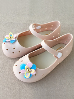 Beige PVC Comfort Flats Girl Shoes for Casual Party