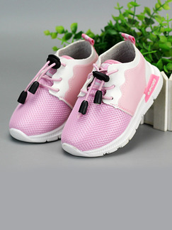 Pink and White  Nylon Comfort Lace Up Girl Shoes for Casual Party