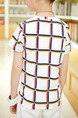 While Black and Red Slim Round Neck Contrast Grid Boy Shirt for Casual