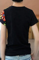 Black Colorful Slim V Neck Located Printing Boy Shirt for Casual