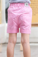 Pink Adjustable Waist Pockets Crimping Girl Shorts for Casual