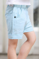 Blue Adjustable Waist Pockets Crimping Boy Shorts for Casual