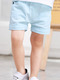 Blue Adjustable Waist Pockets Crimping Boy Shorts for Casual
