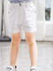 Grey Adjustable Waist Pockets Crimping Boy Shorts for Casual
