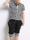 Black and White Plus Size Two-Piece Contrast Stripe Stand Collar Halen Rib Legs Boy Suit for Casual Party
