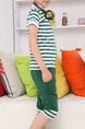 Green and White Plus Size Two-Piece Contrast Stripe Stand Collar Halen Rib Legs Boy Suit for Casual Party