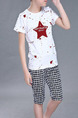 Black and White Red Plus Size Two-Piece Printed Round Neck Grid Halen  Boy Suit for Casual