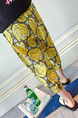 Yellow Plus Size Loose Printed Lantern Adjustable Waist Girl Pants for Casual