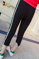 Black and White Plus Size Side Stripe Adjustable Waist Girl Pants for Casual
