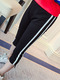 Black and White Plus Size Side Stripe Adjustable Waist Girl Pants for Casual
