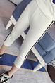 White and Black Plus Size Side Stripe Adjustable Waist Girl Pants for Casual