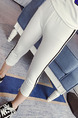 White and Black Plus Size Side Stripe Adjustable Waist Girl Pants for Casual
