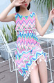 Colorful Loose Tassel Printed Above Knee Girl Dress for Casual Party