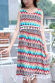 Colorful Loose Tassel Printed Above Knee Girl Dress for Casual Party